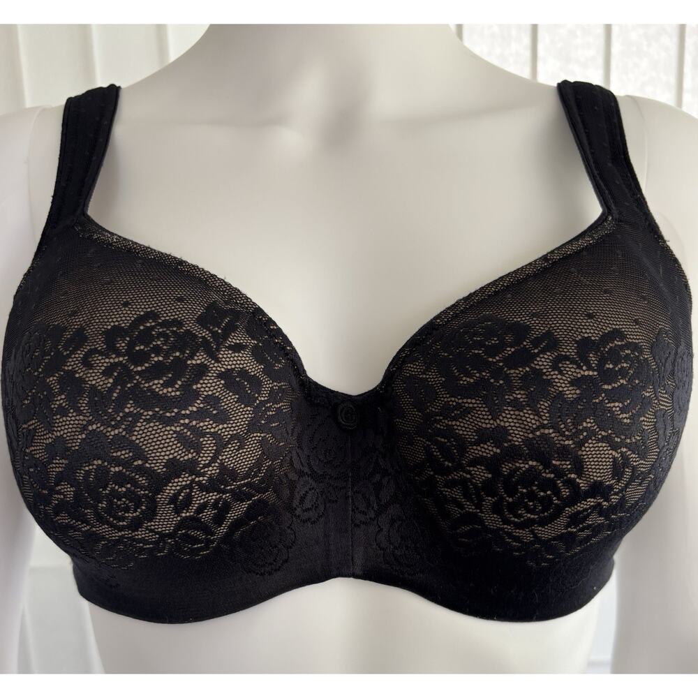 Soma Stunning Support Balconette Bra 34D Black Lace Nude Lined Underwire
